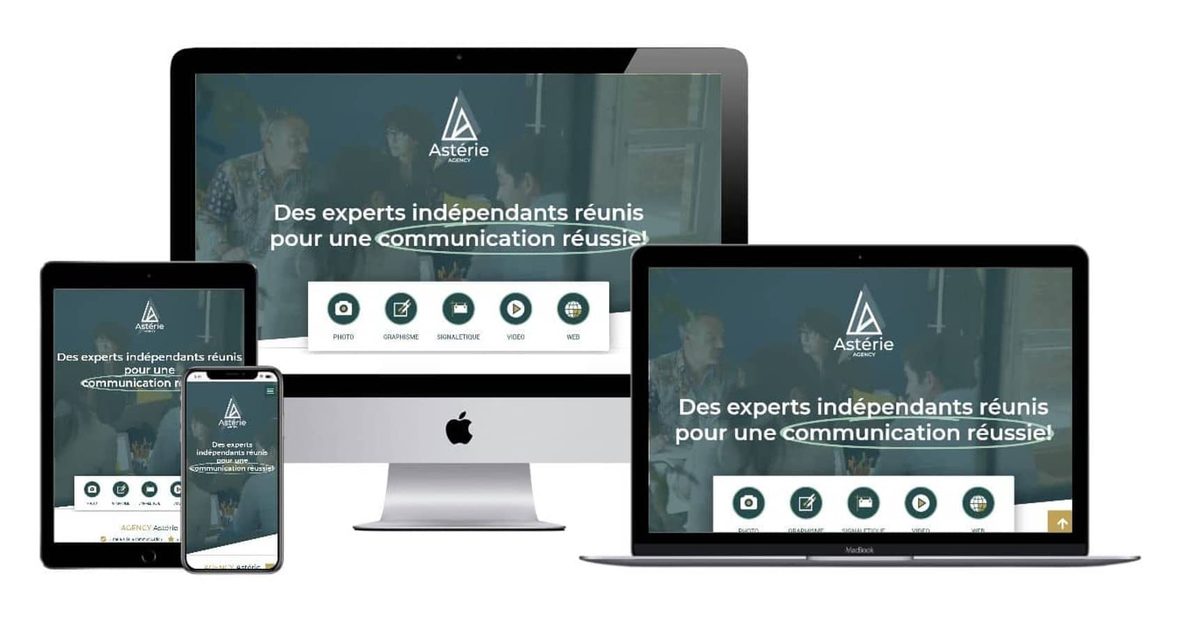 Site Astérie Agency, sur ordinateur, tablette et mobile