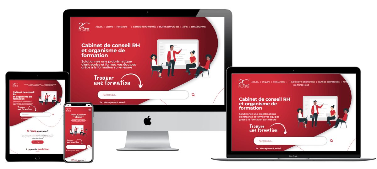 Site 2C Forma, sur ordinateur, tablette et mobile