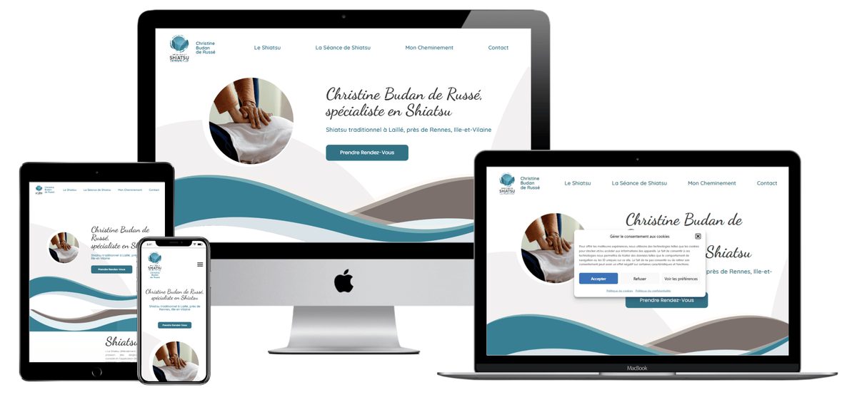 Site Christine Budan de Russé, sur ordinateur, tablette et mobile